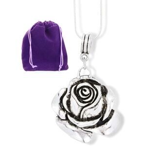 Rose Flower Large Charm Necklace Pendant Jewelry